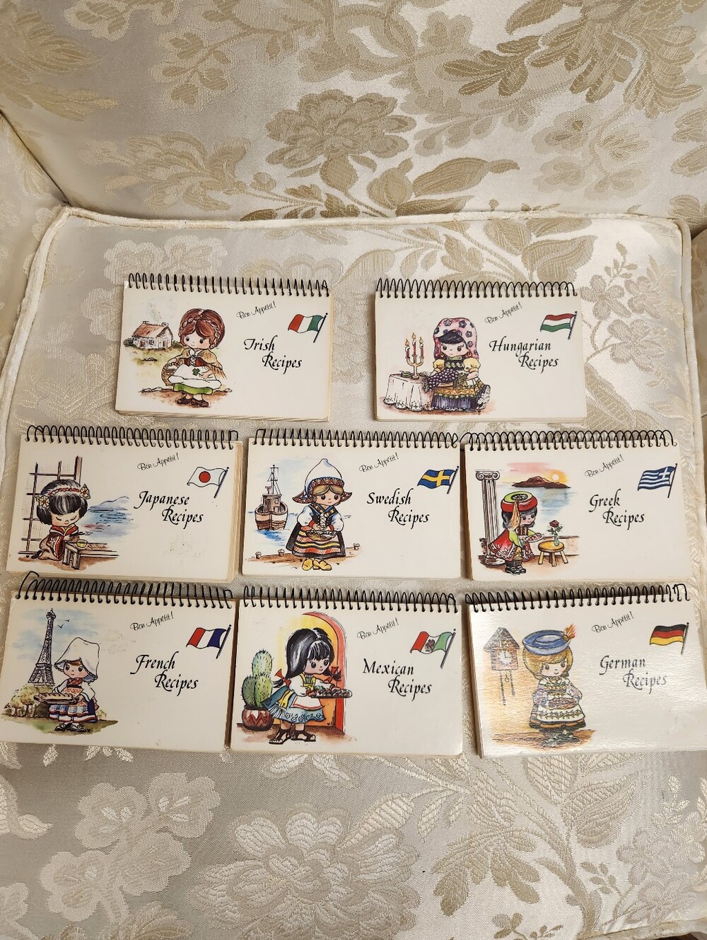 Vintage Ethnic Spiral Bound Cookbooks Hungarian Mexican French Greek Set of 8